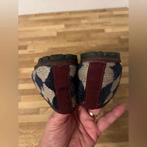 Muné Slippers Blue/cream Almond Toe Pull On Sustainable Flat Shoes Sz 37 (US 7) - Picture 7 of 9